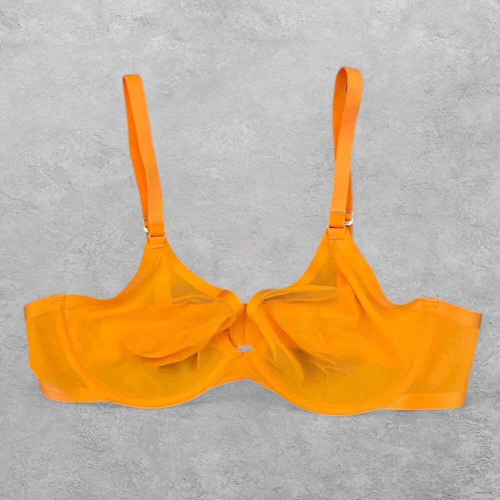 CUUP The Plunge Sheer Mesh Bra Orange 38B